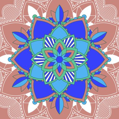 Mavi ve kahverengi renkli mandala desenleri