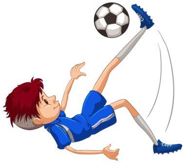 Beyaz arka planda futbol oynayan bir sporcu