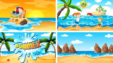 Sahilde yazın geçen dört sahne.