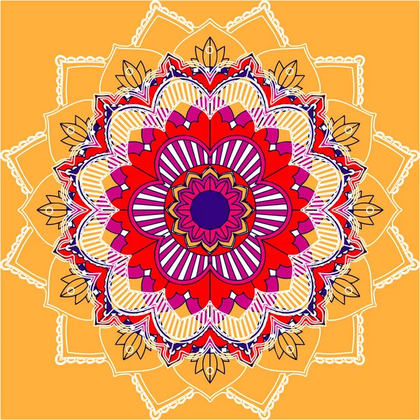 Modèles de mandala sur fond jaune — Image vectorielle