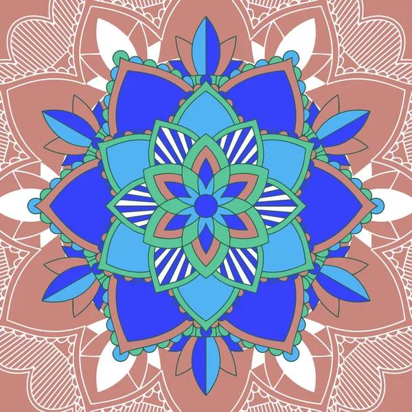 Mavi ve kahverengi renkli mandala desenleri — Stok Vektör