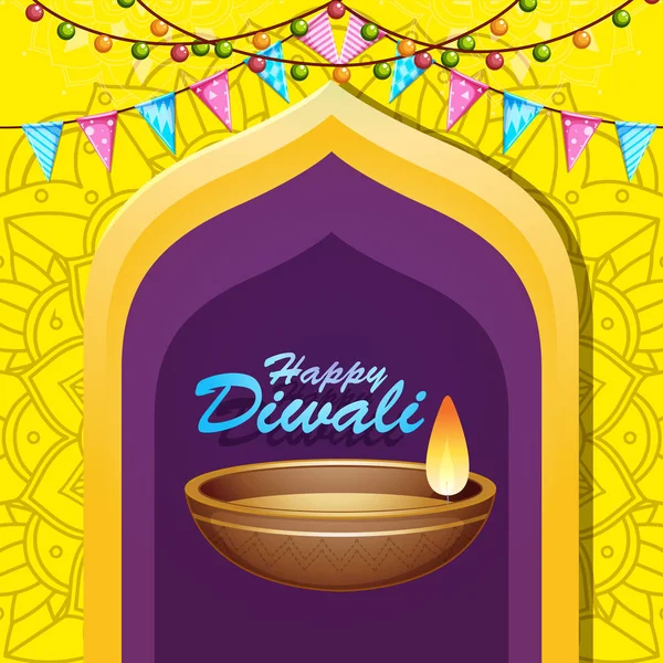 Fundo com pantern mandala para o festival feliz diwali — Vetor de Stock