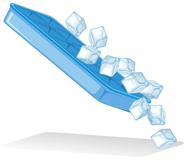Кубики льоду з льодовикового лотка на білому тлі — стоковий вектор
