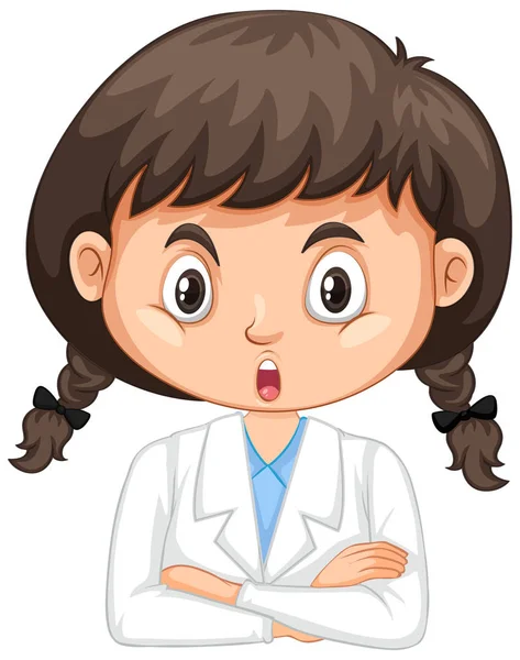 Chica en uniforme de ciencia sobre fondo blanco — Vector de stock