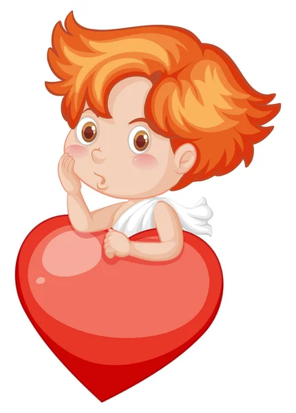 Tema Valentine con lindo corazón de cupido y rojo — Vector de stock