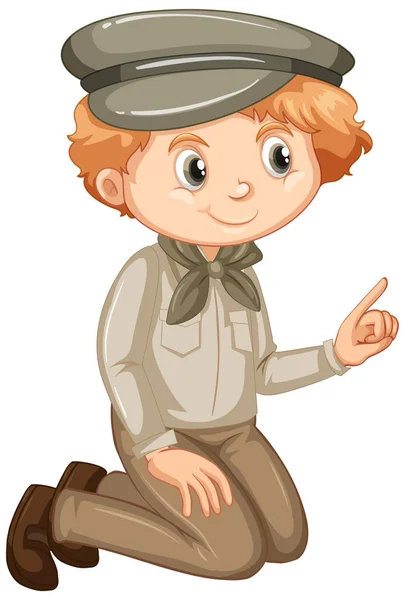 Boy in safari costume on white background — Stock Vector