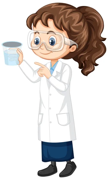 Meisje in lab jurk op witte achtergrond — Stockvector