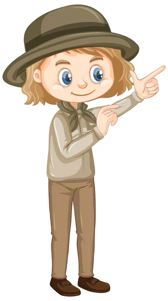 Girl in safari outfit on white background — Stock Vector