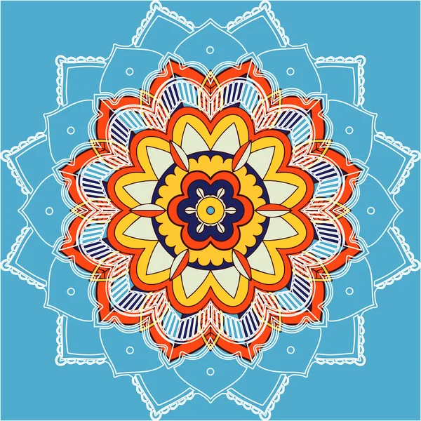 Modèles de mandala sur fond bleu — Image vectorielle