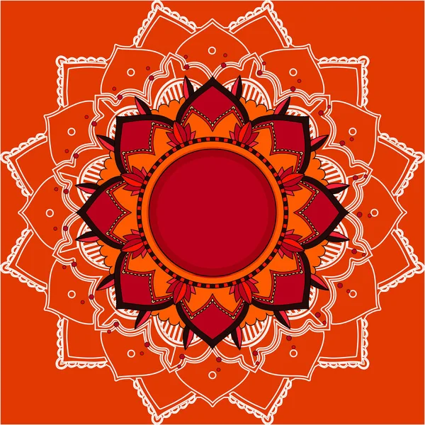 Мандала на оранжевом фоне — стоковый вектор