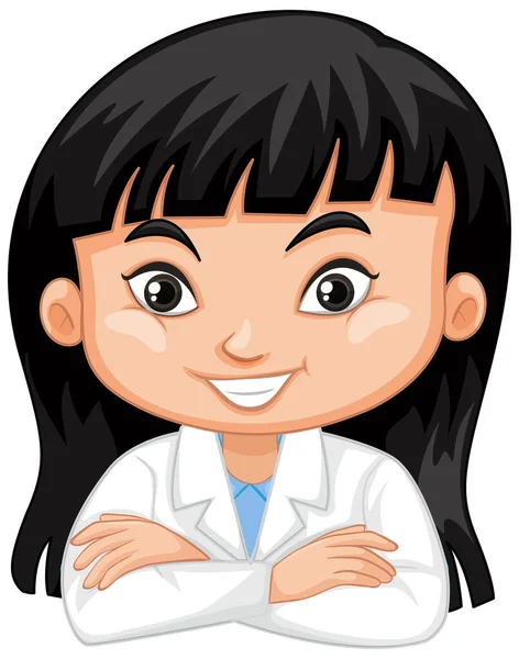Cute girl in science gown on white background — Stock Vector