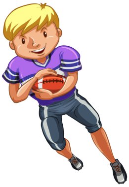Beyaz arka planda Amerikan futbolu oynayan bir atlet.