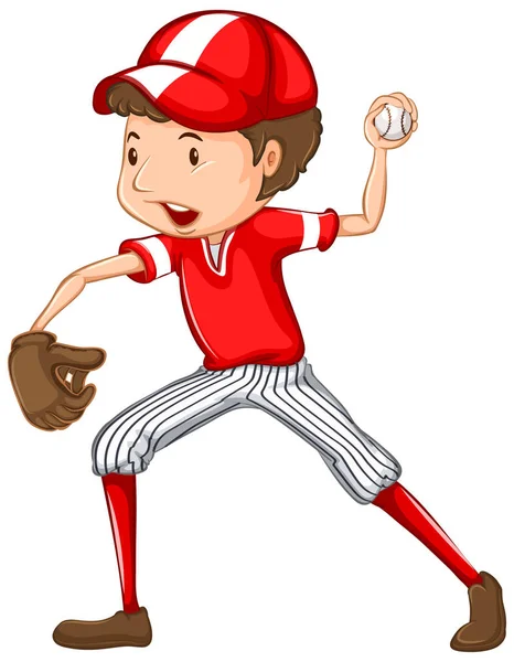 Athlete doing baseball on white background — 스톡 벡터