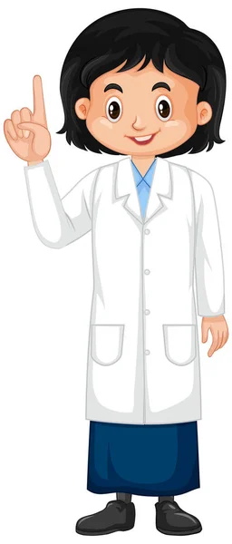 Girl in lab gown on white background — Stock Vector