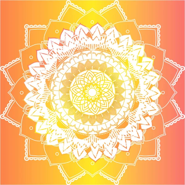 Mandala-Muster auf orangefarbenem Hintergrund — Stockvektor