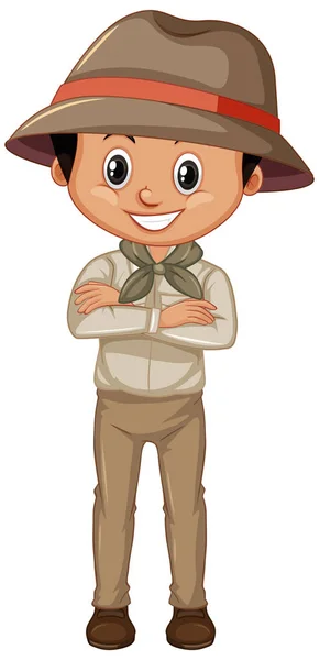 Boy wearing safari outfit on white background — Stock Vector