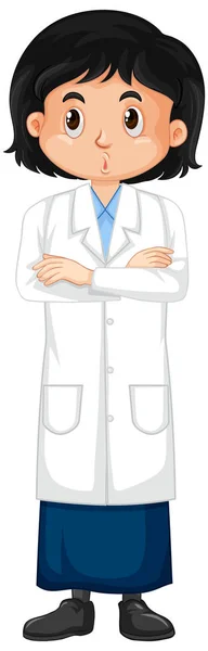 Girl in science gown standing on white background — Stock Vector