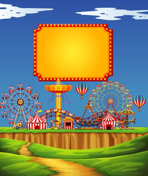 Circus scene with sign template in the sky — Stock Vector