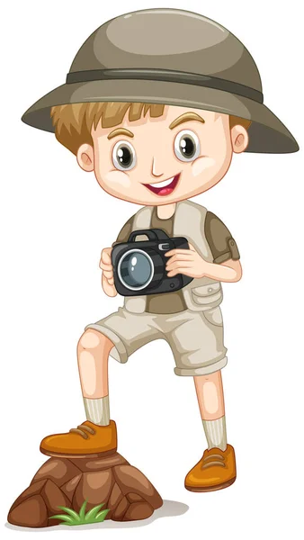 Cute boy w stroju safari na białym tle — Wektor stockowy
