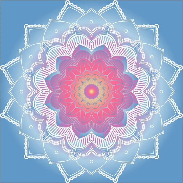 Mandala-Muster auf blauem Hintergrund — Stockvektor