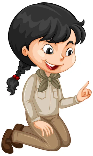 Dziewczyna w brązowym mundurze na białym tle — Wektor stockowy