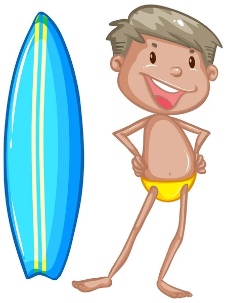 Beyaz arkaplanda acı ve sörf tahtası — Stok Vektör