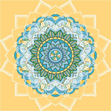 Sarı arkaplanda mandala desenleri