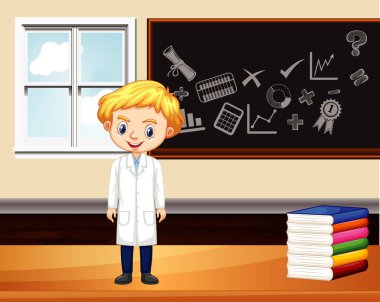 Sınıf sahnesinde bilim öğrencisi yönetim kurulunda.