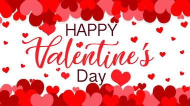 Valentine theme with red hearts on white background