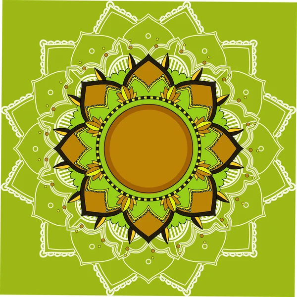 Patrones de mandala sobre fondo verde — Vector de stock