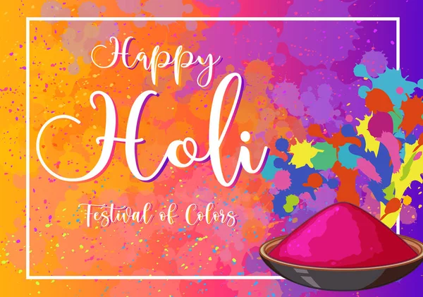 Diseño del cartel del festival Happy Holi con fondo colorido — Vector de stock