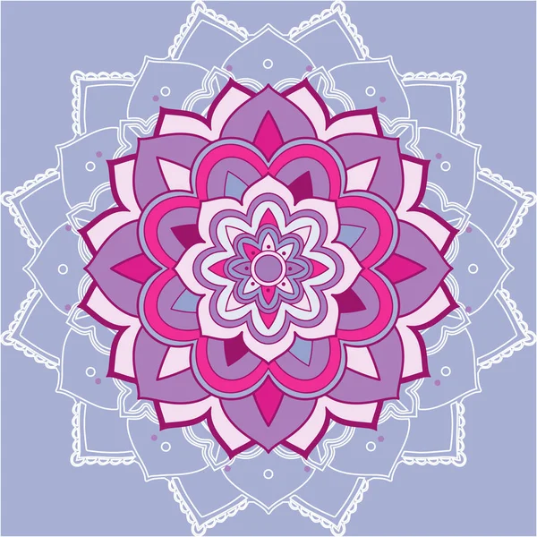 Mandala patronen op paarse achtergrond — Stockvector