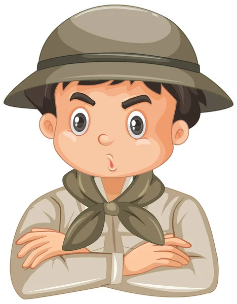 Boy wearing safari outfit on white background — Stock Vector