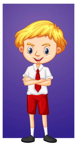 Boldog fiú, iskolai egyenruhát — Stock Vector