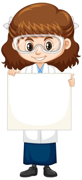 Cute girl in science gown on white background — 스톡 벡터