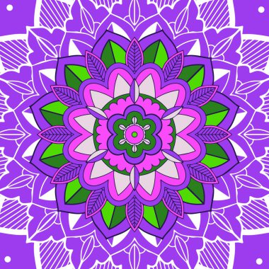 Mor arkaplanda mandala desenleri