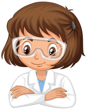 Tecrit edilmiş laboratuar önlüklü kız.