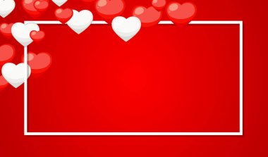 Çerçevesinde kırmızı ve beyaz kalpler olan sevgililer günü teması