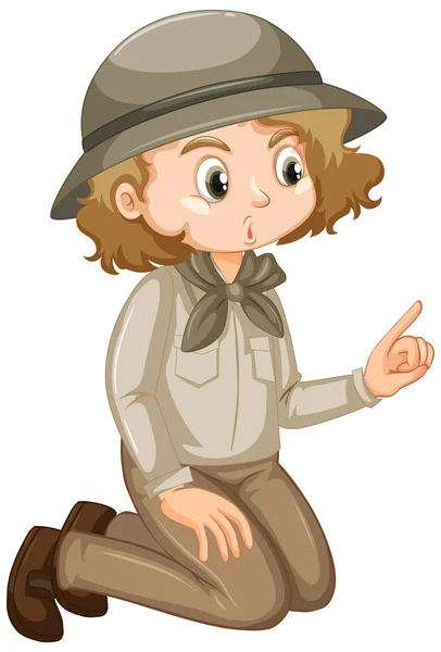 Girl in safari outfit on white background — Stock Vector