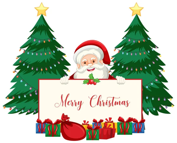 Weihnachtsthema mit Weihnachtsmann und Weihnachtsbaum — Stockvektor