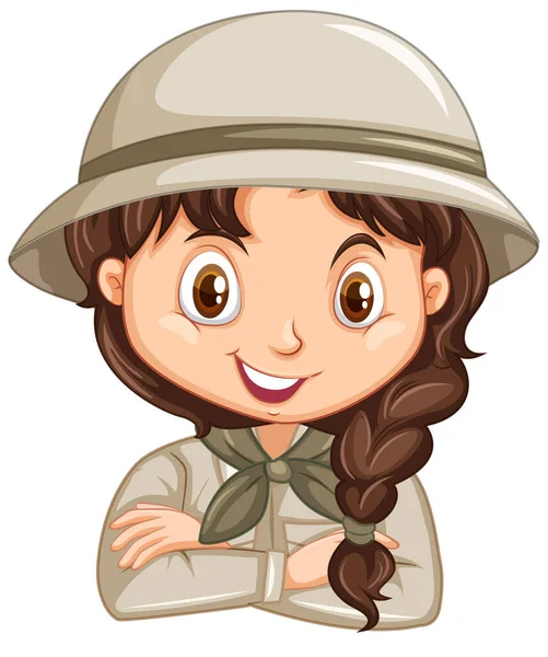 Girl in scout uniform on isolated background — ストックベクタ