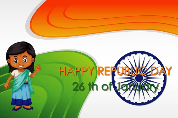 Щасливого дня Республіки з індіанською дівчинкою — стоковий вектор