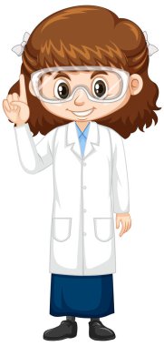 Beyaz arka planda bilim elbisesi içinde tatlı bir kız.