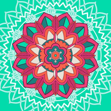Yeşil arkaplanda mandala desenleri