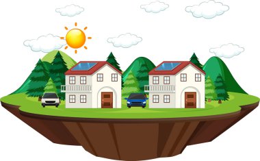 Güneş pilinin evde nasıl çalıştığını gösteren diyagram