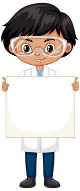 Beyaz arka planda bilim elbisesi giyen çocuk.