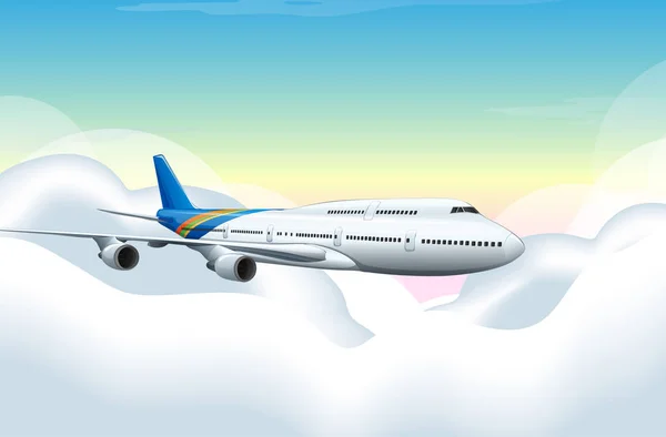 Flugzeug fliegt in den blauen Himmel — Stockvektor