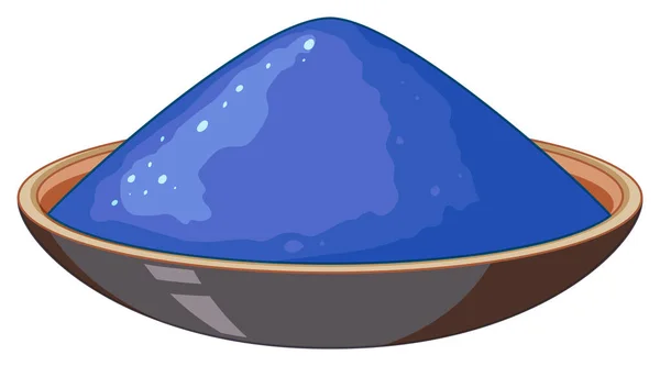 सफेद पृष्ठभूमि पर नीले रंग में पेंट पाउडर का बाउल — स्टॉक वेक्टर