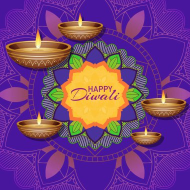 Mutlu diwali festivali için mandala pantern ile arka plan