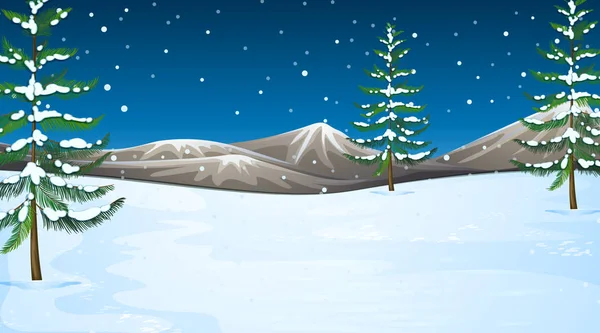 背景场面与雪在领域 — 图库矢量图片